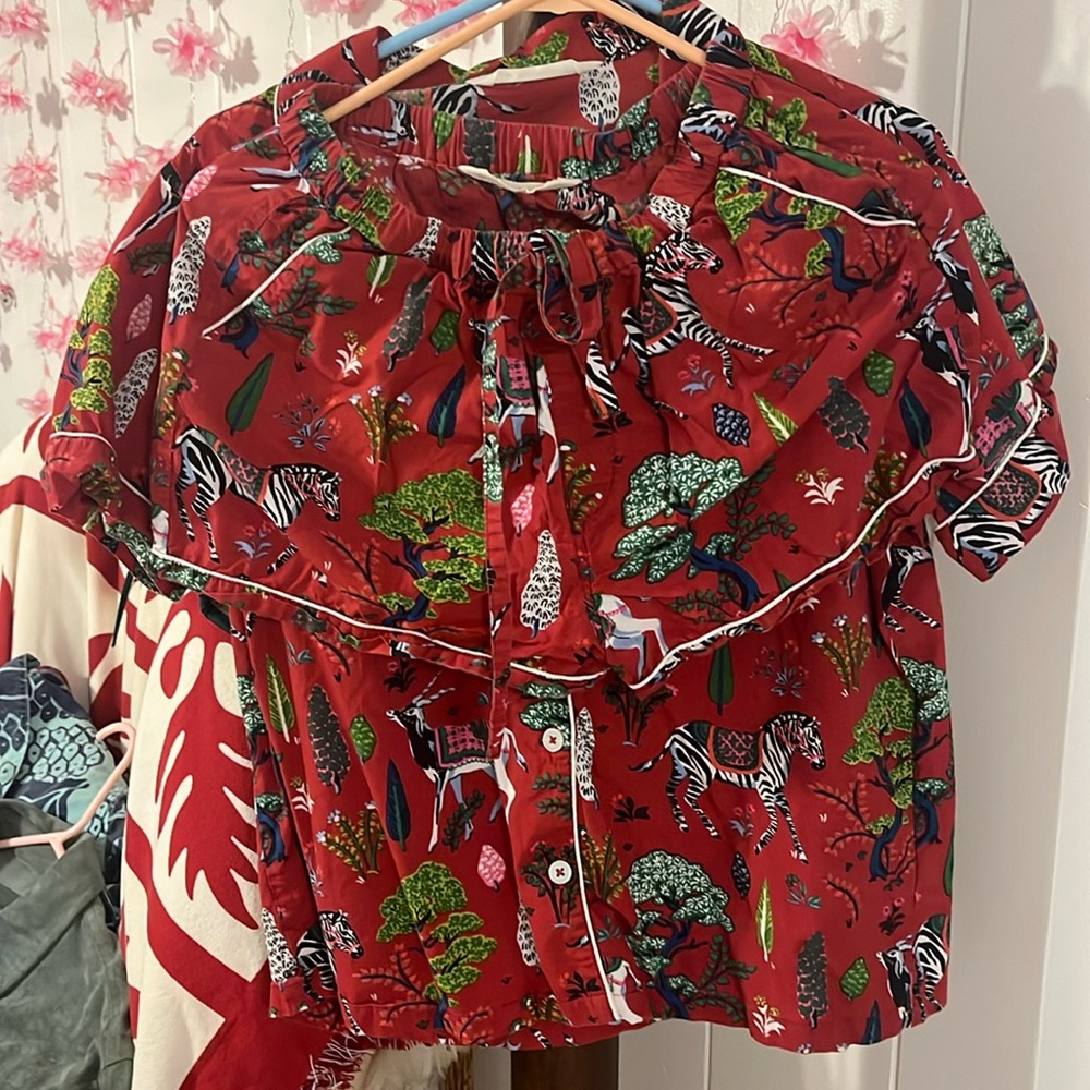 Printfresh zebra antelope print shirt short pajama set